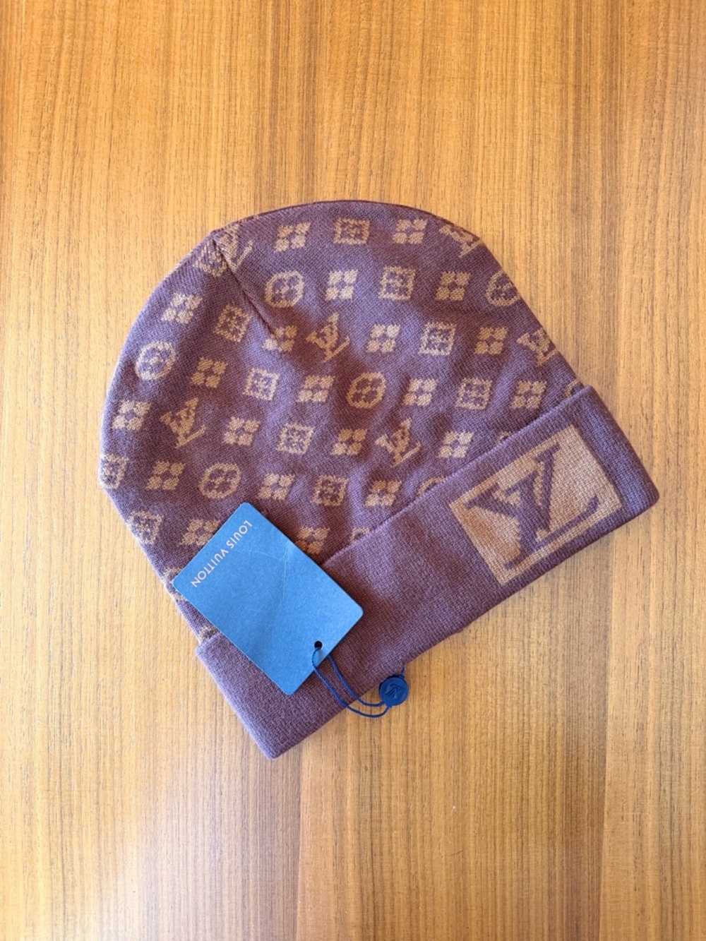 Brown Monogram Knit Beanie